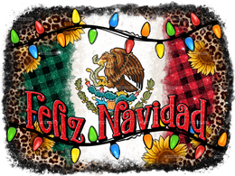 Feliz Navidad Merry Christmas Glitter Mexican Flag DTF Transfer