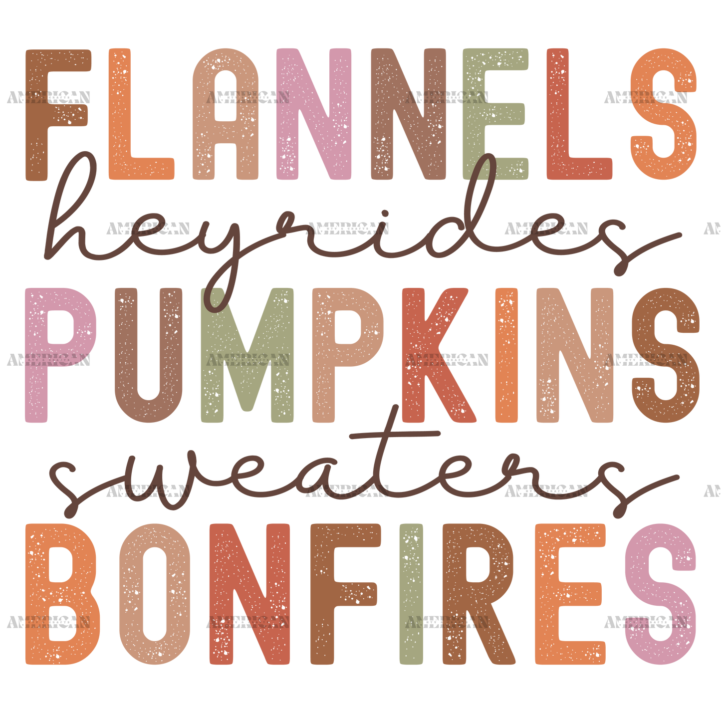 Flannels Heyrides Pumpkins Sweaters Bonefires DTF Transfer