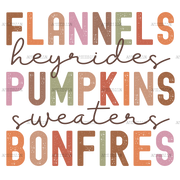 Flannels Heyrides Pumpkins Sweaters Bonefires DTF Transfer