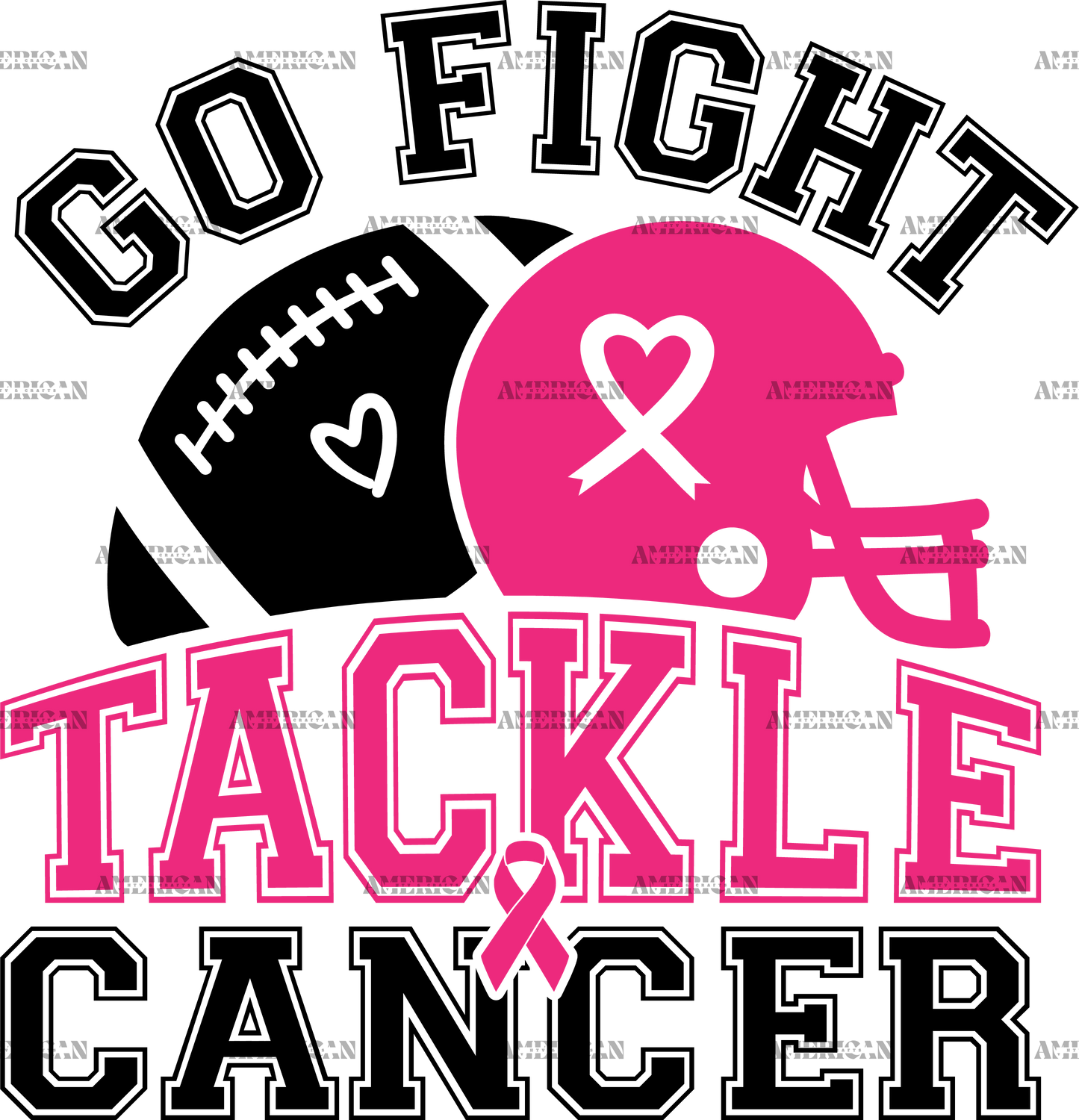 Go Fight Tackle Cancer Black DTF Transfer