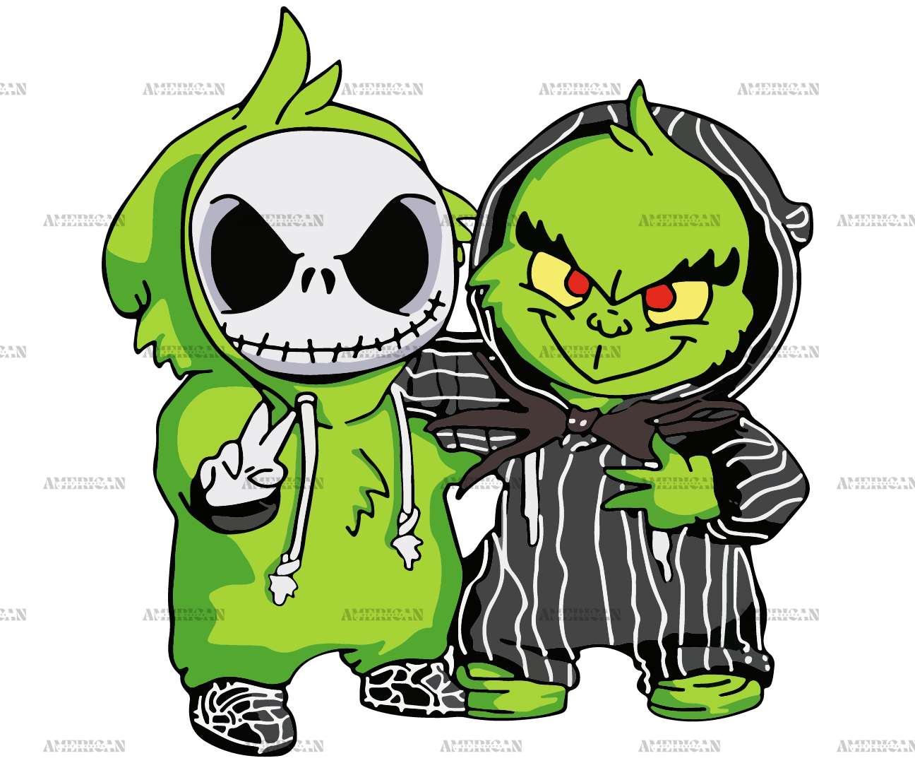 Grinch And Jack DTF Transfer