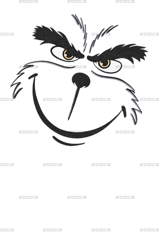 Grinch Face Outline DTF Transfer