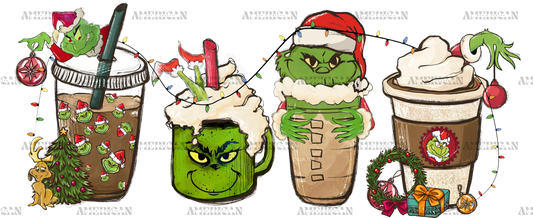 Grinchmas Latte Lights UV DTF Transfer