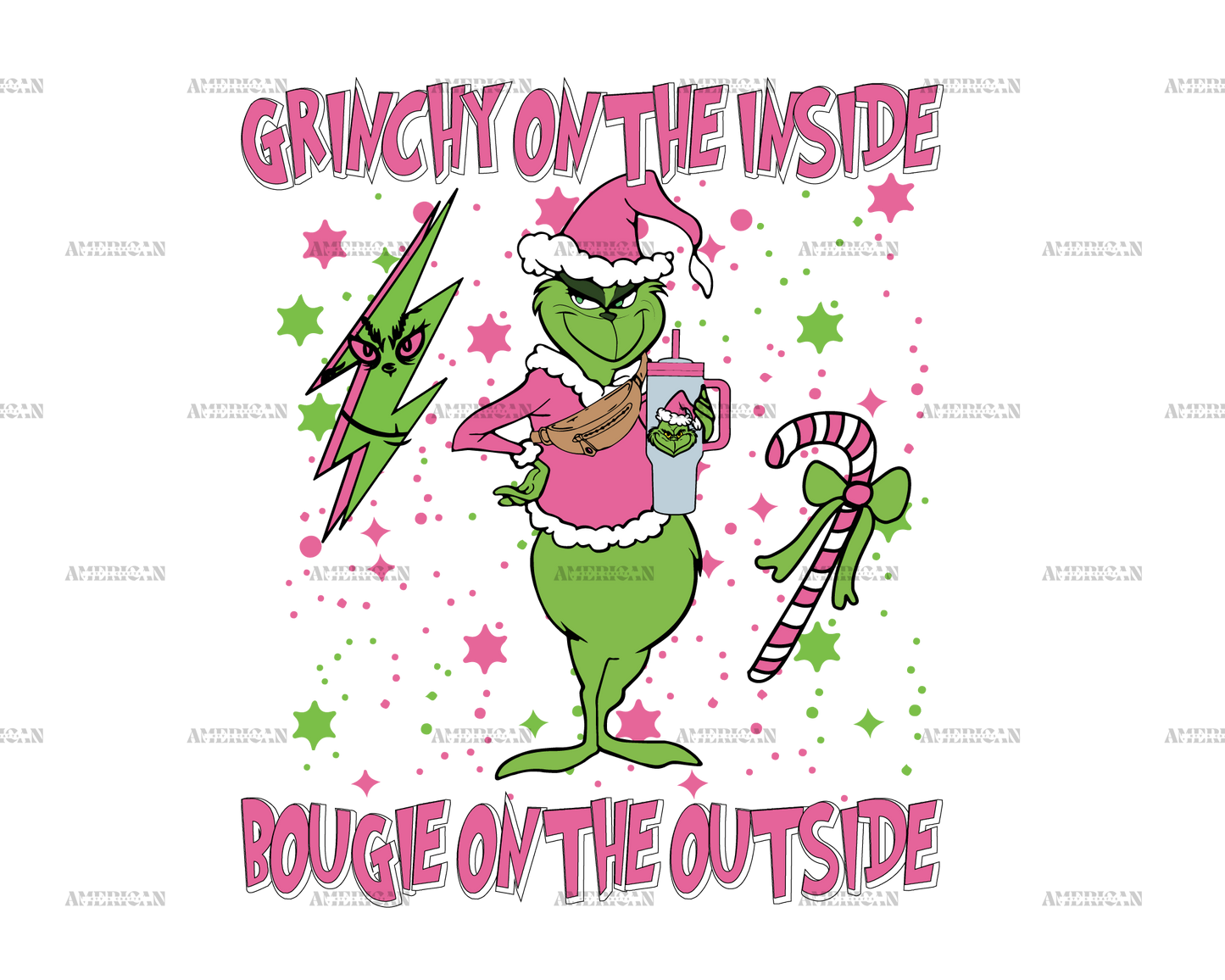 Grinchy Inside Bougie Outside Pink DTF Transfer