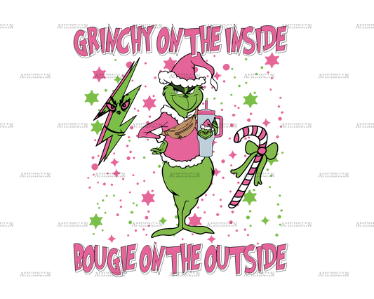 Grinchy Inside Bougie Outside Pink DTF Transfer