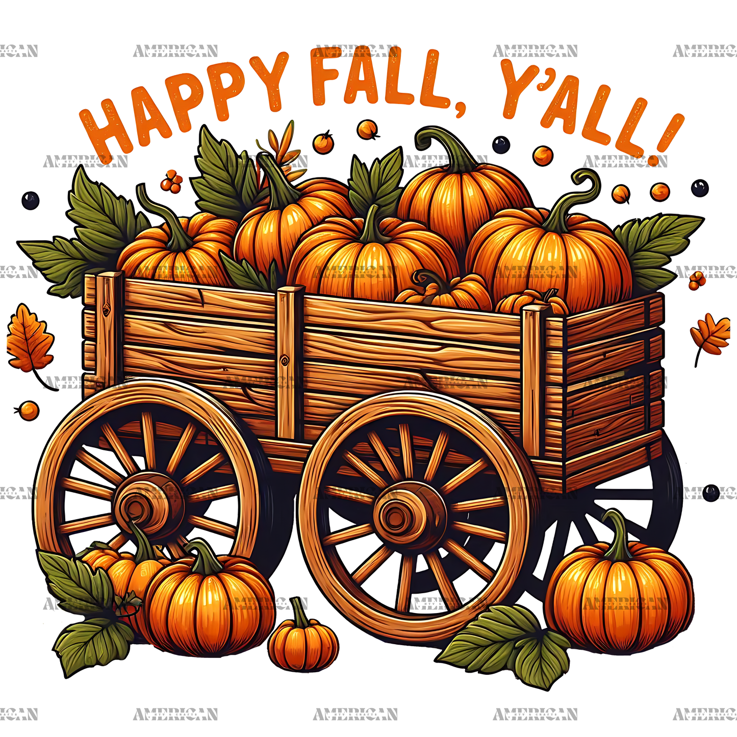 Happy Fall Y'all Pumpkin Cart DTF Transfer