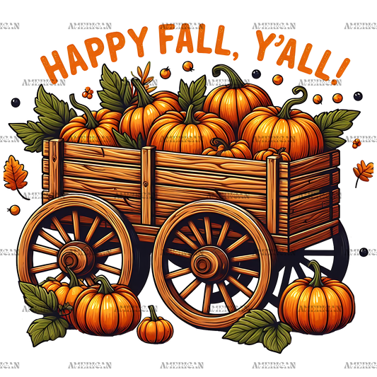 Happy Fall Y'all Pumpkin Cart DTF Transfer