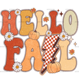 Hello Fall Bolt Dotted DTF Transfer