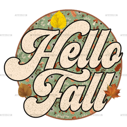 Hello Fall Leaves Dotted DTF Transfer