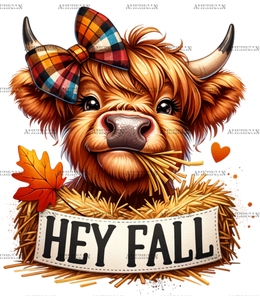 Hey Fall Cow-1 DTF Transfer