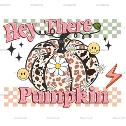 Hey There Pumpkin Checkered DTF Transfer