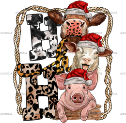 HoHoHo Farm Animals DTF Transfer