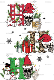Ho Ho Ho Christmas Skulls DTF Transfer