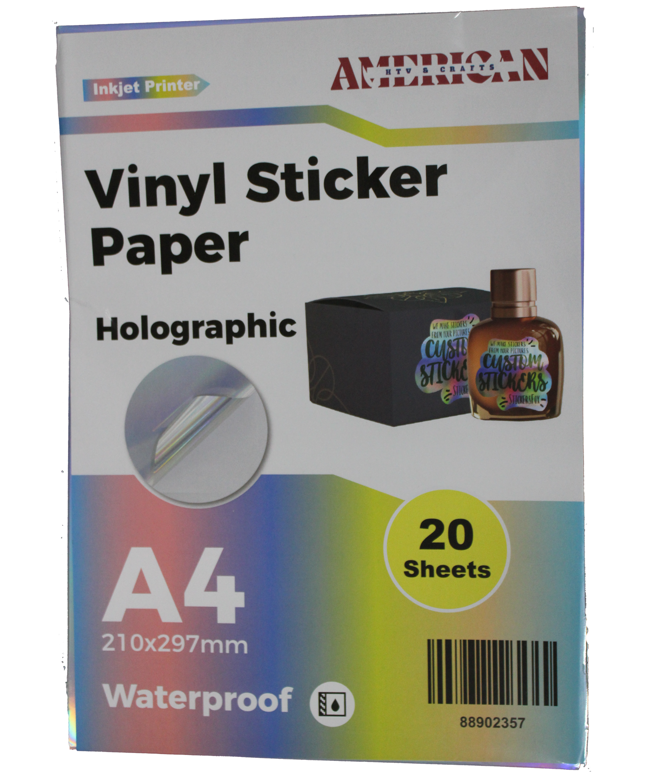 A4 Waterproof Holographic Vinyl Sticker Paper For Inkjet Printer 20 Sh ...