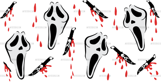 Horror Skull And Knife UV DTF Transfer