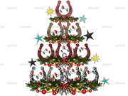Horseshoe Christmas Tree DTF Transfer
