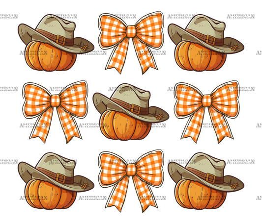 Howdy Autumn Pumpkins Bows-1 DTF Transfer