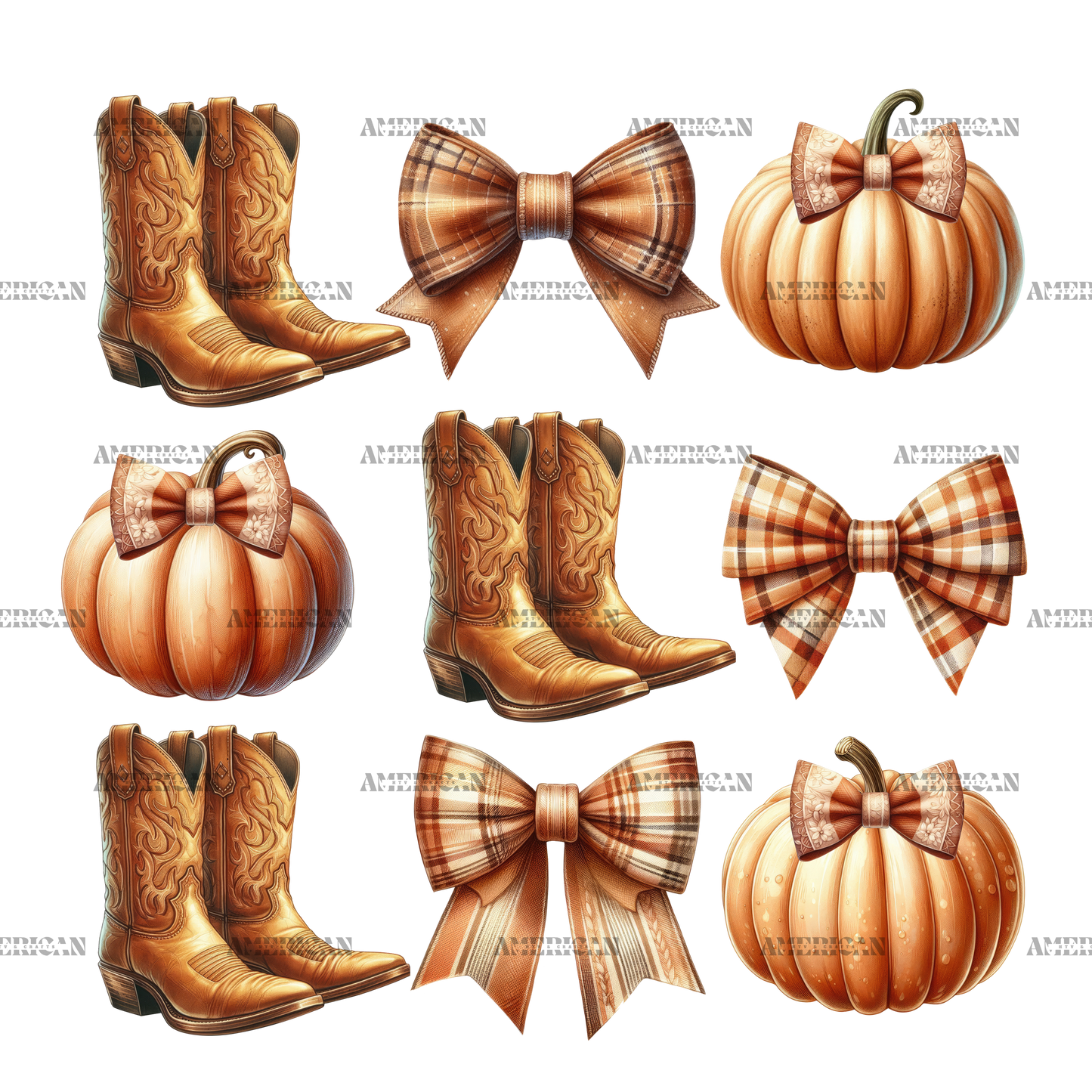 Howdy Autumn Pumpkins Bows-2 DTF Transfer