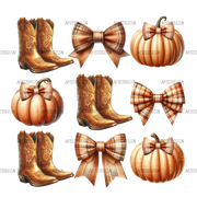 Howdy Autumn Pumpkins Bows-2 DTF Transfer