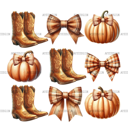 Howdy Autumn Pumpkins Bows-2 DTF Transfer