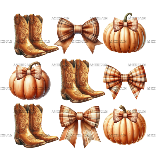 Howdy Autumn Pumpkins Bows-2 DTF Transfer