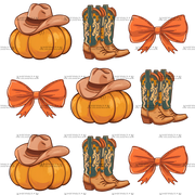 Howdy Autumn Pumpkins Bows-3 DTF Transfer
