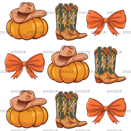 Howdy Autumn Pumpkins Bows-3 DTF Transfer