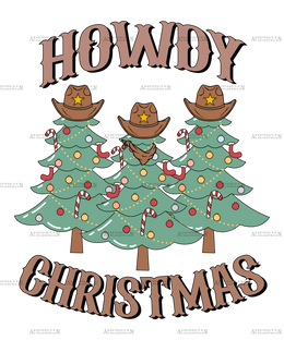 Howdy Christmas Trees-2 DTF Transfer