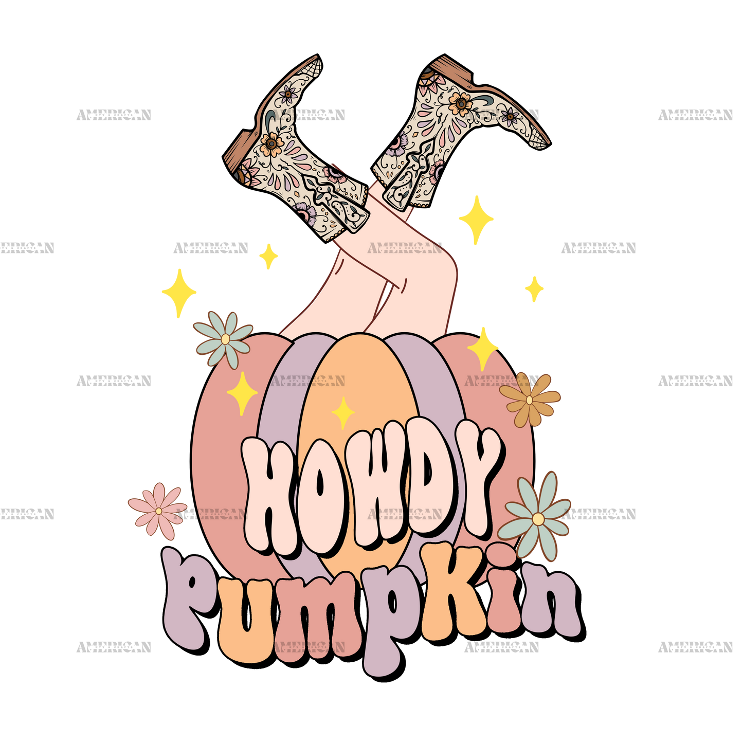 Howdy Pumpkin Boots DTF Transfer