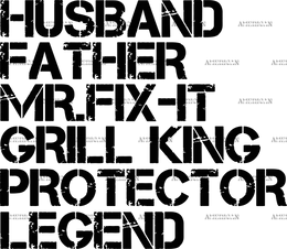 Husband Father Mr.Fix-it Grill King Protector Legend DTF Transfer