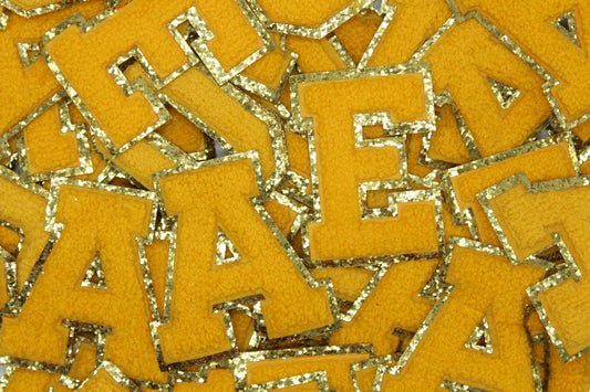 Yellow and Gold Sequin 2.5" Chenille Letter Varsity
