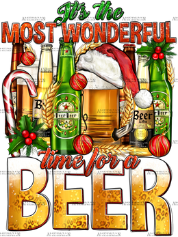 Its The Most Wonderful Time For A Beer Christmas DTF Transfer