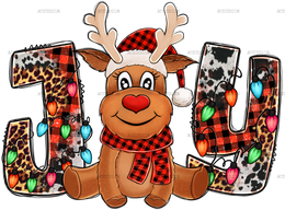 Joy Christmas Reindeer DTF Transfer