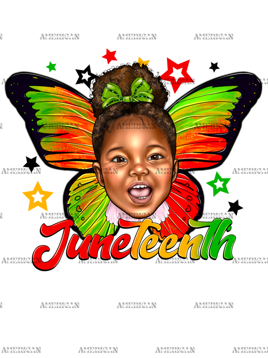 Juneteenth Afro Girl Butterfly-1 DTF Transfer