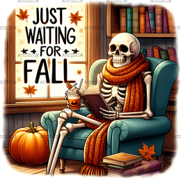 Just Waiting For Fall Skeleton-1 DTF Transfer