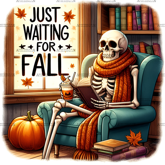 Just Waiting For Fall Skeleton-1 DTF Transfer