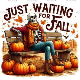 Just Waiting For Fall Skeleton-2 DTF Transfer