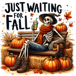 Just Waiting For Fall Skeleton-4 DTF Transfer