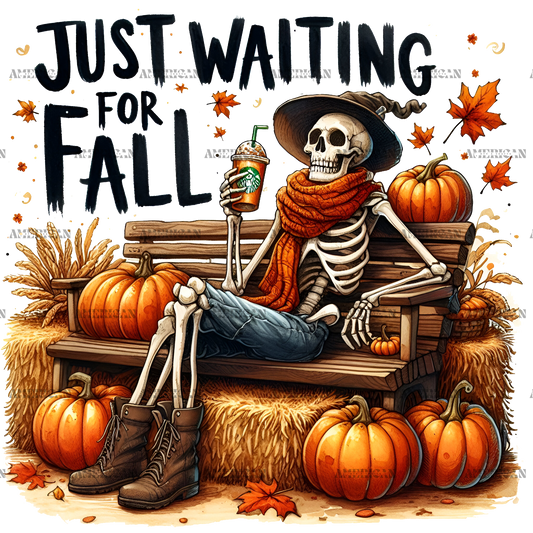 Just Waiting For Fall Skeleton-4 DTF Transfer