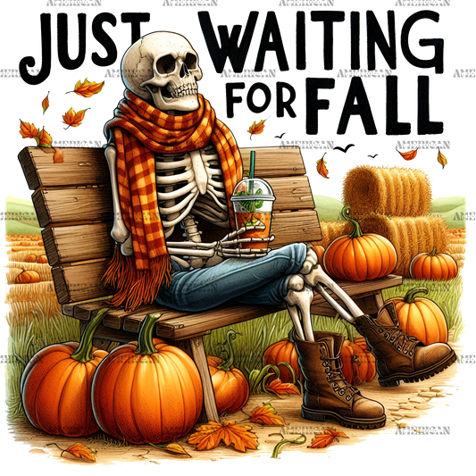 Just Waiting For Fall Skeleton-5 DTF Transfer