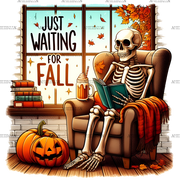 Just Waiting For Fall Skeleton-6 DTF Transfer