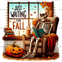 Just Waiting For Fall Skeleton-6 DTF Transfer