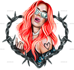 Karol G Bichota And Heart Red Dtf Transfer