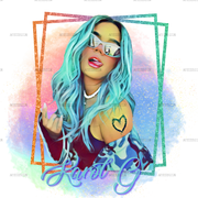 Karol G Blue Hair Frame Dtf Transfer