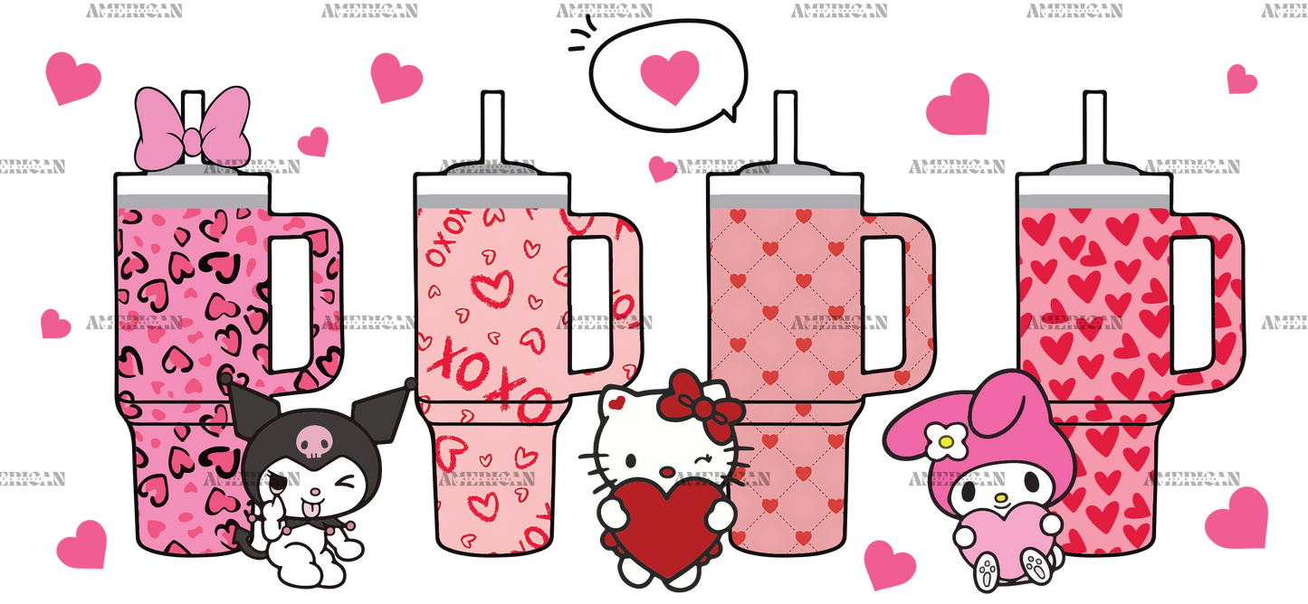 Kitty Kuromi And My Melody Tumblers UV DTF Transfer