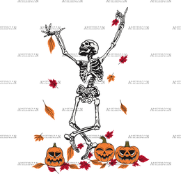 Leaves Are Falling Skeleton Is Dancing-1 DTF Transfer