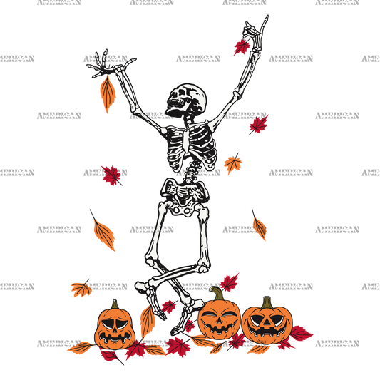 Leaves Are Falling Skeleton Is Dancing-1 DTF Transfer