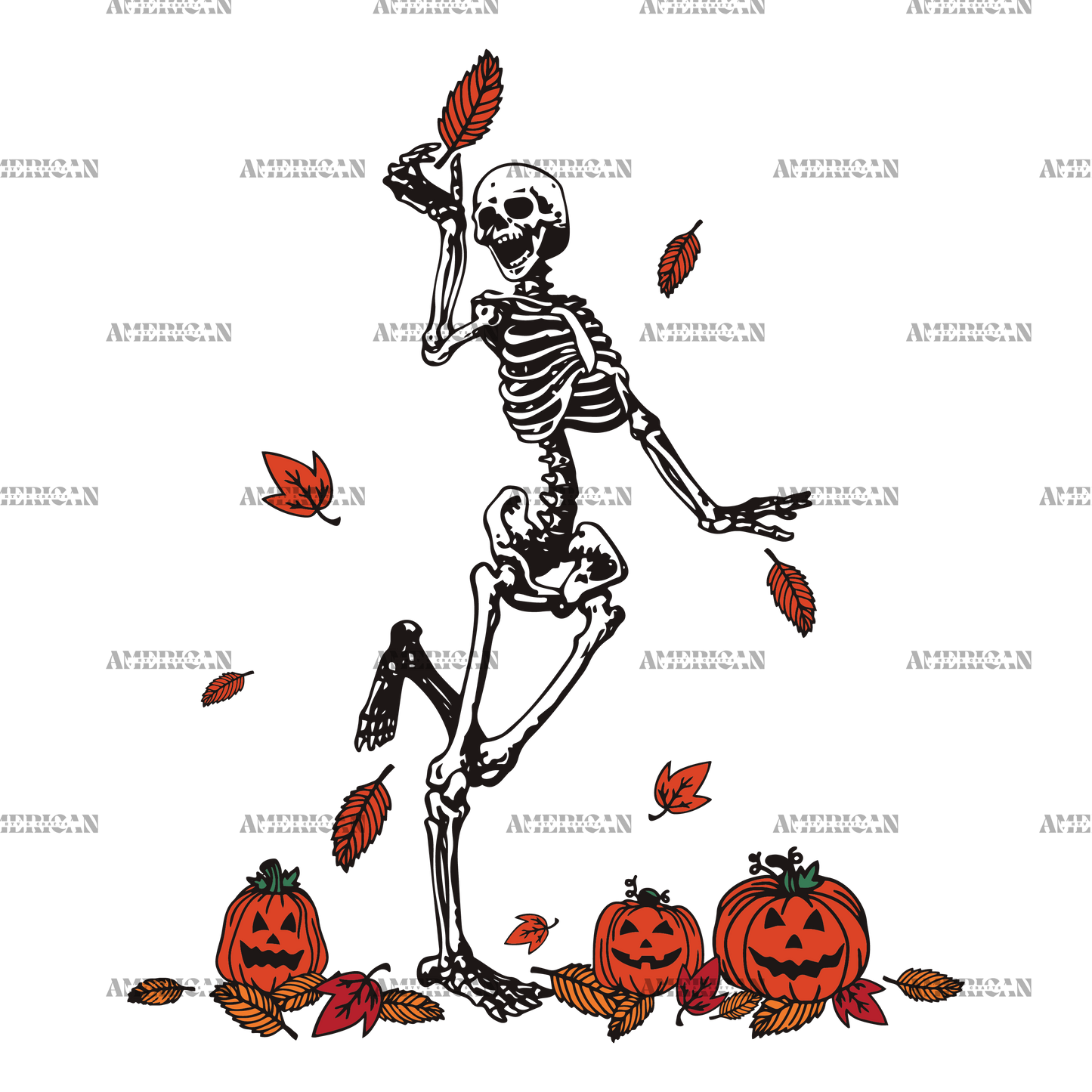 Leaves Are Falling Skeleton Is Dancing-2 DTF Transfer