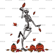 Leaves Are Falling Skeleton Is Dancing-2 DTF Transfer