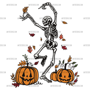 Leaves Are Falling Skeleton Is Dancing-3 DTF Transfer